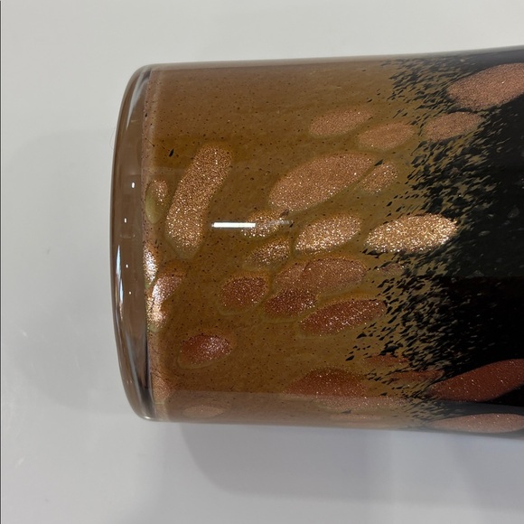 Art Glass Vase Black and Copper 9.5” - Picture 8 of 10